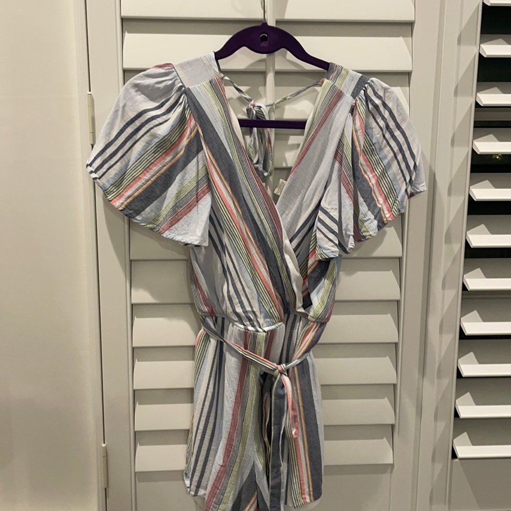 A colorfuly striped romper